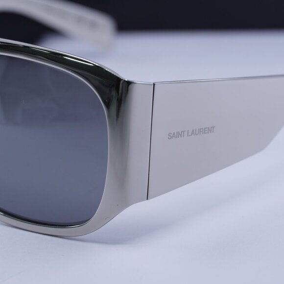 Saint Laurent SL636 002 Square Sunglasses - Silver/Grey Silver Mirror - Picture 4 of 11
